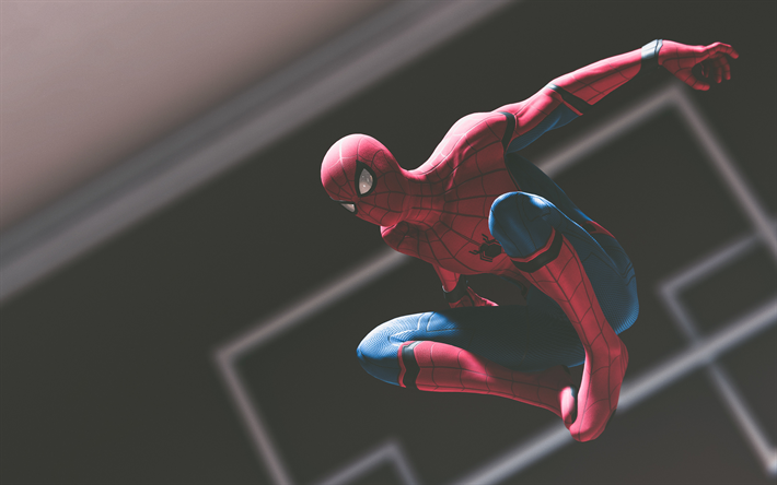  Descargar fondos de pantalla 4k, Volando de spiderman, arte 3d, los superhéroes, la oscuridad, el Hombre Araña, de DC Comics, Spiderman libre. Imágenes fondos de descarga gratuita