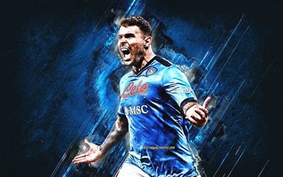 Andrea Petagna, Napoli, Serie A, calciatore italiano, ritratto, sfondo in pietra blu, calcio, arte grunge