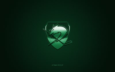 HK Olimpija, club de hockey slov&#232;ne, EIHL, logo vert, fond en fibre de carbone verte, Elite Ice Hockey League, hockey, Slov&#233;nie, logo HK Olimpija