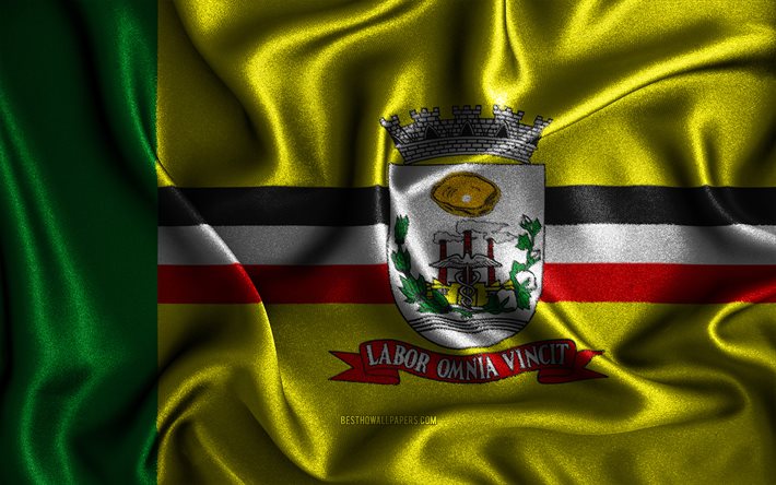 Birigui lippu, 4k, silkki aaltoilevat liput, Brasilian kaupungit, Biriguin p&#228;iv&#228;, Biriguin lippu, kangasliput, 3D-taide, Birigui, Birigui 3D lippu