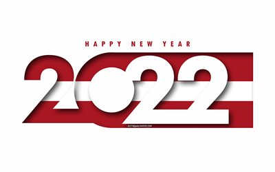 Mutlu Yıllar 2022 Letonya, beyaz arka plan, Letonya 2022, Letonya 2022 Yeni Yıl, 2022 kavramlar, Letonya, Letonya Bayrağı