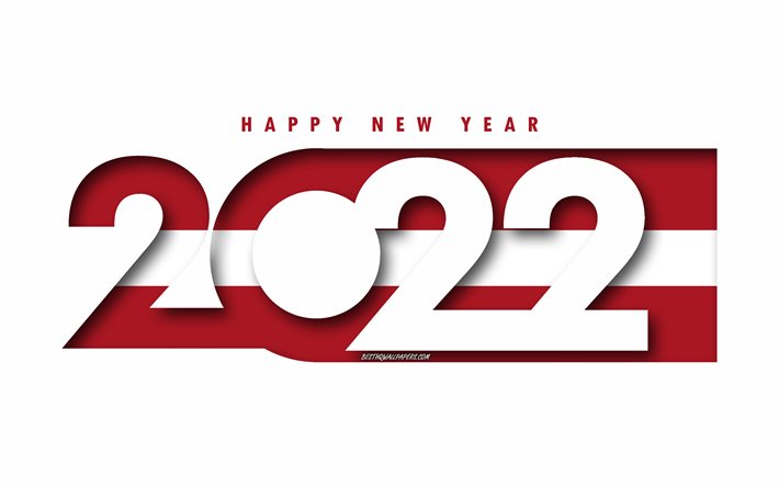 Hyv&#228;&#228; uutta vuotta 2022 Latvia, valkoinen tausta, Latvia 2022, Latvia 2022 Uusi vuosi, 2022 konseptit, Latvia, Latvian lippu