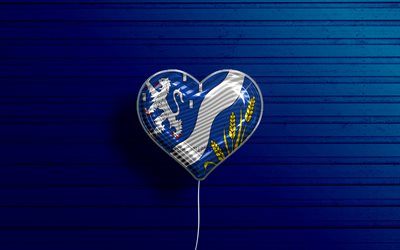 Eu amo Haarlemmermeer, 4k, balões realistas, fundo de madeira azul, Dia de Haarlemmermeer, cidades holandesas, bandeira de Haarlemmermeer, Holanda, balão com bandeira, Haarlemmermeer