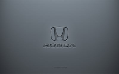 Logo Honda, arri&#232;re-plan cr&#233;atif gris, embl&#232;me Honda, texture de papier gris, Honda, fond gris, logo Honda 3d