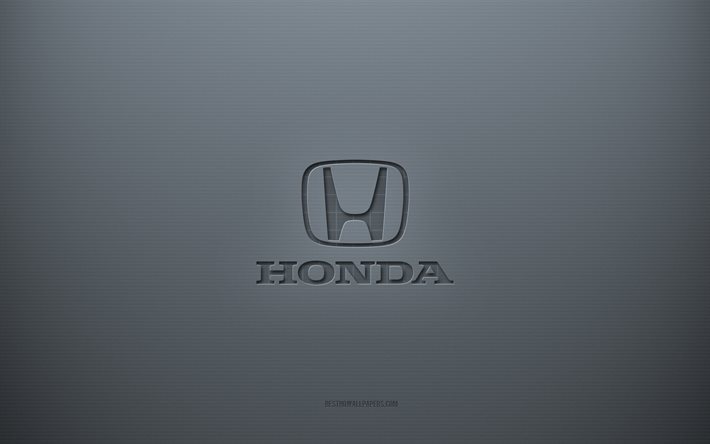 Honda logo, gray creative background, Honda emblem, gray paper texture, Honda, gray background, Honda 3d logo