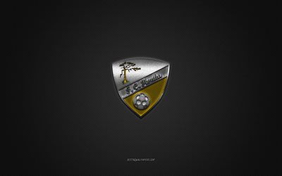 Honka FC, clube de futebol finland&#234;s, logotipo amarelo, fundo cinza de fibra de carbono, Veikkausliiga, futebol, Espoo, Finl&#226;ndia, logotipo do Honka FC