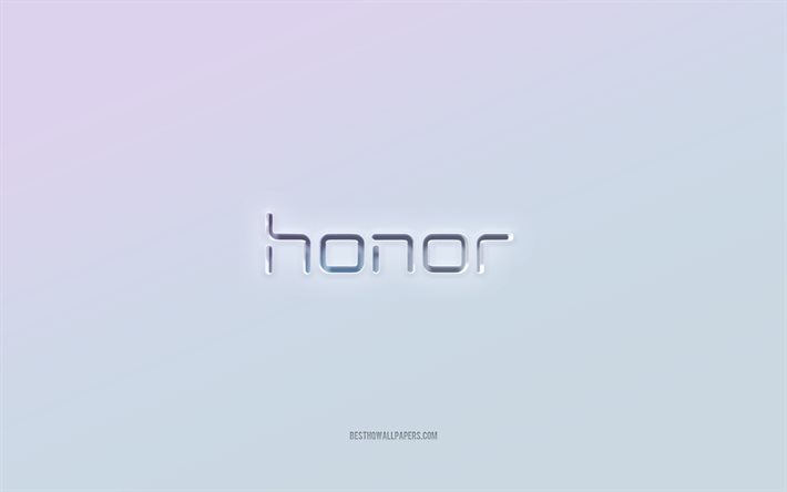 HONOR logo, cut out 3d text, white background, HONOR 3d logo, HONOR emblem, HONOR, embossed logo, HONOR 3d emblem
