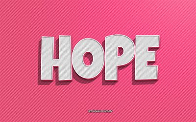 Hope, pink lines background, wallpapers with names, Hope name, female names, Hope greeting card, line art, picture with Hope name