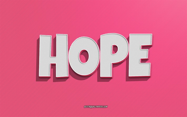Hope, vaaleanpunaiset viivat tausta, taustakuvat nimill&#228;, Hope nimi, naisten nimet, Hope onnittelukortti, viivapiirros, kuva Hope-nimell&#228;