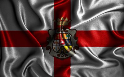 Huesca bayrağı, 4k, ipek dalgalı bayraklar, İspanyol eyaletleri, Huesca G&#252;n&#252;, kumaş bayraklar, Huesca Bayrağı, 3D sanat, Huesca, Avrupa, İspanya illeri, Huesca 3D bayrağı, İspanya