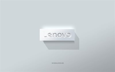 Lenovo logosu, beyaz arka plan, Lenovo 3d logosu, 3d sanat, Lenovo, 3d Lenovo amblemi