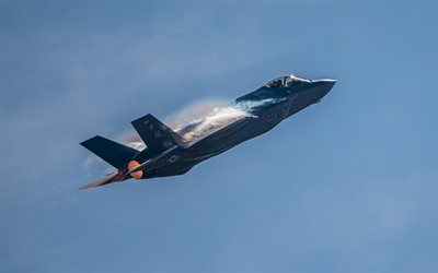 F-35A, USAF, Lockheed Martin F-35 Lightning II, American fighter, F-35A in the sky, combat aircraft, military aircraft