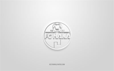 FC Haka, kreativ 3D-logotyp, vit bakgrund, finska fotbollslaget, Veikkausliiga, Valkeakoski, Finland, fotboll, FC Haka 3d-logotyp