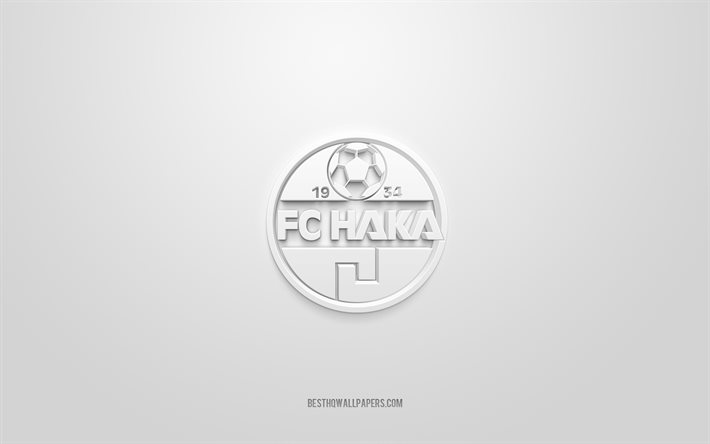 FC Haka, logo 3D creativo, sfondo bianco, squadra di calcio Finlandese, Veikkausliiga, Valkeakoski, Finlandia, calcio, FC Haka logo 3d