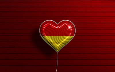 Burgenland, 4k, ger&#231;ek&#231;i balonlar, kırmızı ahşap arka plan, Burgenland G&#252;n&#252;, Avusturya Devletleri, Burgenland bayrağı, Avusturya, bayraklı balon, Burgenland seviyorum