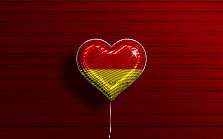 I Love Burgenland, 4k, palloncini realistici, sfondo di legno rosso, Giorno del Burgenland, stati austriaci, bandiera del Burgenland, Austria, palloncino con bandiera, Stati dell&#39;Austria, Burgenland