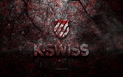Logo K-Swiss, art grunge, logo de pierre K-Swiss, texture de pierre rouge, K-Swiss, texture de pierre grunge, embl&#232;me K-Swiss, logo K-Swiss 3d
