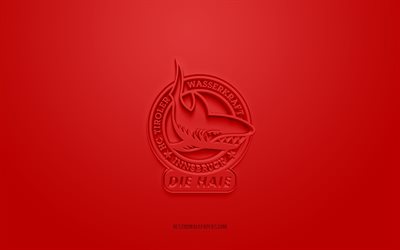 HC TWK Innsbruck, yaratıcı 3D logo, kırmızı arka plan, Elit Buz Hokeyi Ligi, Avusturya Hokey Kul&#252;b&#252;, Innsbruck, Avusturya, Hokey, HC TWK Innsbruck 3d logo