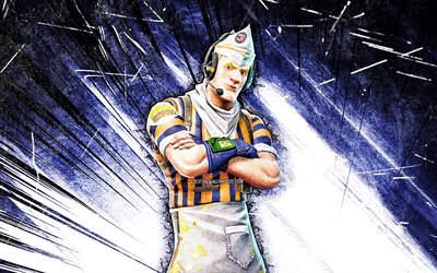4k, Grill Sergeant, art grunge, Fortnite Battle Royale, personnages Fortnite, rayons abstraits bleus, Grill Sergeant Skin, Fortnite, Grill Sergeant Fortnite
