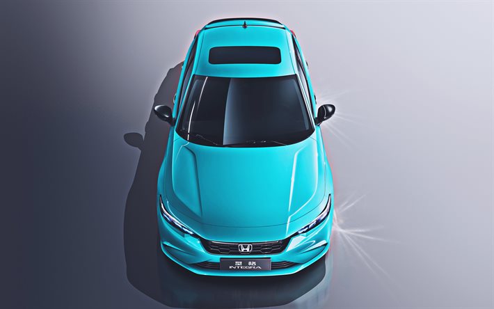 Honda Integra, 4k, vista dall&#39;alto, 2021 auto, CN-spec, auto di lusso, 2021 Honda Integra, auto giapponesi, Honda