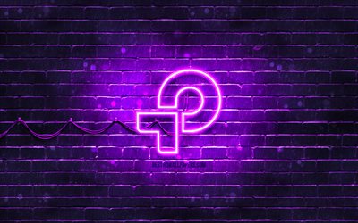 Logo violet TP-Link, 4k, mur de briques violet, logo TP-Link, marques, logo n&#233;on TP-Link, TP-Link