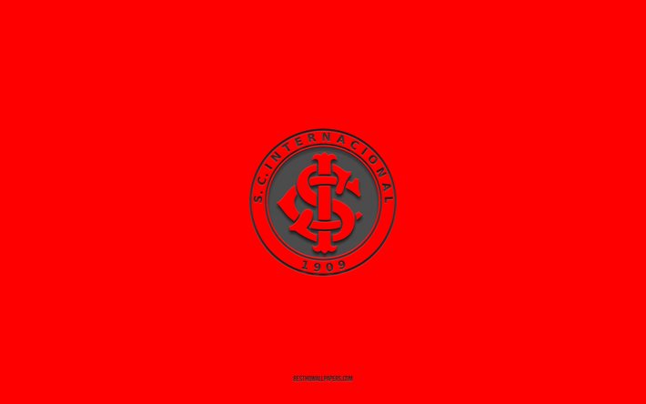 Internacional, red background, Brazilian football team, Internacional emblem, Serie A, Porto Alegre, Brazil, football, Internacional logo