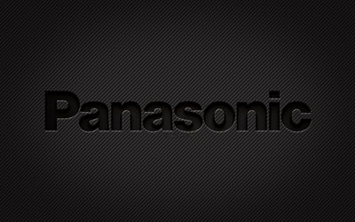 Logo carbone Panasonic, 4k, art grunge, fond carbone, cr&#233;atif, logo noir Panasonic, marques, logo Panasonic, Panasonic