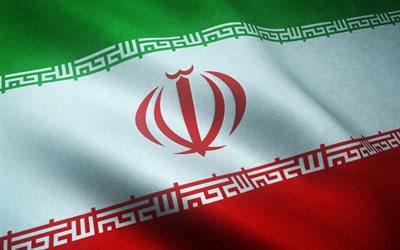 İran bayrağı, 3d, İran 3d Frag, ipek doku, İran