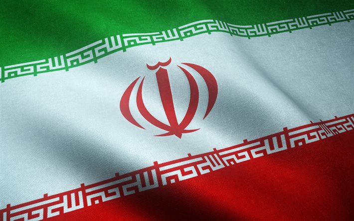 علم إيران, 3د, العلم الإيراني, 3D فراج من إيران, نسيج الحرير, إيران, فراج إيراني ثلاثي الأبعاد