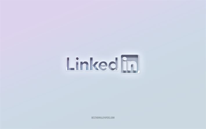 LinkedIn logosu, 3d metni kes, beyaz arka plan, LinkedIn 3d logosu, LinkedIn amblemi, LinkedIn, kabartmalı logo, LinkedIn 3d amblemi