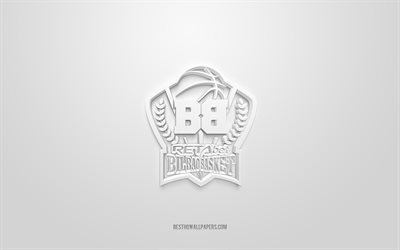 Bilbao Basket, logotipo 3D criativo, fundo branco, time espanhol de basquete, Liga ACB, Bilbao, Espanha, arte 3D, basquete, Logotipo do Bilbao Basket 3d