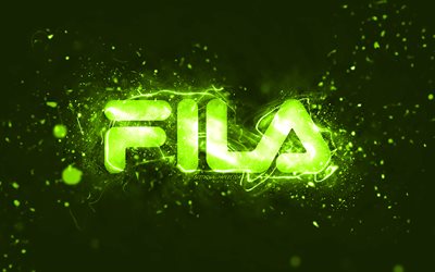 フィラライムのロゴ, 4k, ライムネオンライト, creative クリエイティブ, ライムの抽象的な背景, Filaのロゴ, お, FILA