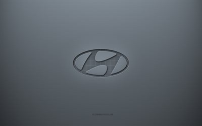ヒュンダイのロゴ, 灰色の創造的な背景, ヒュンダイエンブレム, 灰色の紙の質感, ヒュンダイ, 灰色の背景, ヒュンダイ3Dロゴ