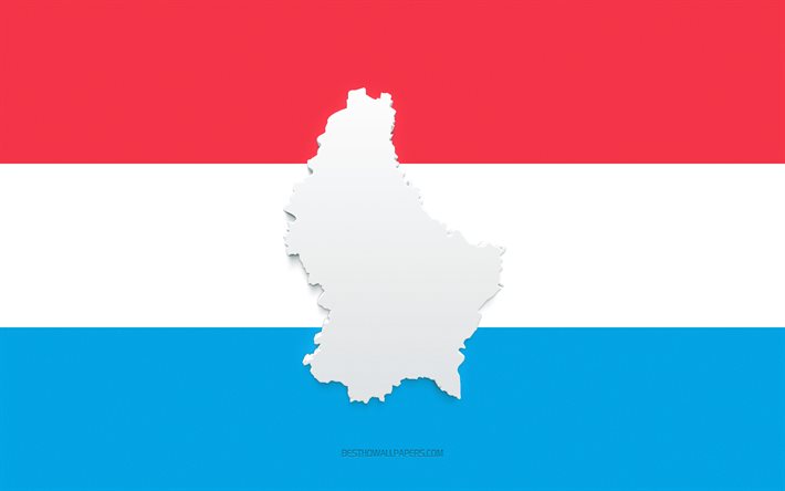 Luxemburgin karttasiluetti, Luxemburgin lippu, lipun siluetti, Luxemburg, 3d Luxemburgin karttasiluetti, Luxemburgin 3d kartta