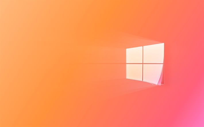 Logo Windows 10, 4k, minimalisme, arri&#232;re-plans roses, cr&#233;atif, minimalisme Windows 10, syst&#232;me d&#39;exploitation, logo Windows 10, Windows 10