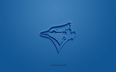 شعار تورونتو بلو جايز, شعار 3D الإبداعية, الخلفية الزرقاء, نادي البيسبول الأمريكي, دوري البيسبول الرئيسي, دوري محترفي البيسبول في الولايات المتحدة وكندا, تورونتو, كندا, تورونتو بلو جايز, بيسبول, شارة تورنتو بلو جايز