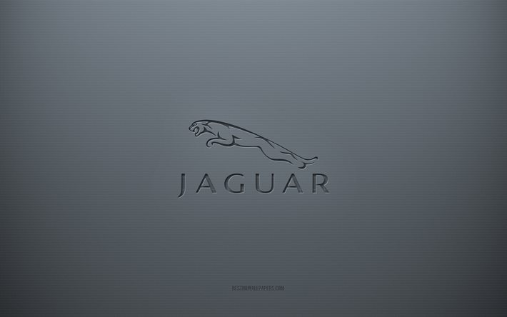 Logotipo da Jaguar, plano de fundo cinza criativo, emblema da Jaguar, textura de papel cinza, Jaguar, plano de fundo cinza, logotipo 3D da Jaguar