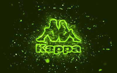 Kappa lime logo, 4k, lime neon lights, creative, lime abstract background, Kappa logo, brands, Kappa