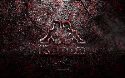 Logotipo Kappa, arte grunge, logotipo de pedra Kappa, textura de pedra vermelha, Kappa, textura de pedra grunge, emblema Kappa, logotipo Kappa 3d