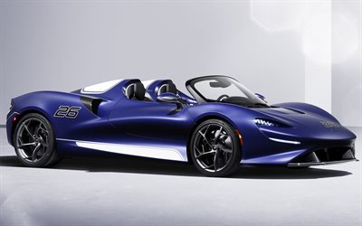 McLaren Elva, 2021, exterior, front view, new blue Elva, supercar, British sports cars, McLaren