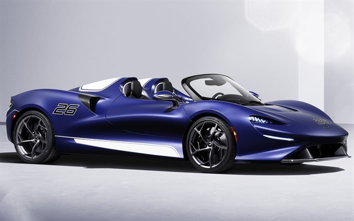 McLaren Elva, 2021, ulkoa, n&#228;kym&#228; edest&#228;, uusi sininen Elva, superauto, brittil&#228;iset urheiluautot, McLaren