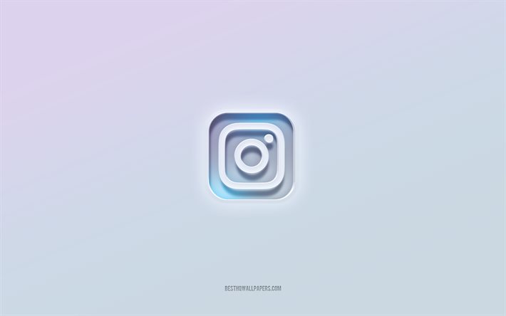 Instagram logo, cut out 3d text, white background, Instagram 3d logo, Instagram emblem, Instagram, embossed logo, Instagram 3d emblem
