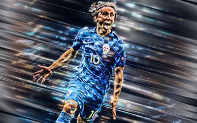Luka Modric, Croatia national football team, creative art, Croatian football player, midfielder, portrait, football stars, winner of the Golden Ball 2018, football, Modric