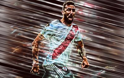 Lucas Pratto, River Plate FC, Argentine footballer, striker, portrait, goal, art, Argentina, football, Pratto