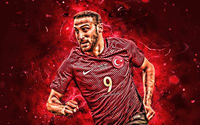 Cenk Tosun, forward, Turkey National Team, goal, Tosun, soccer, abstract art, neon lights, Turkish football team