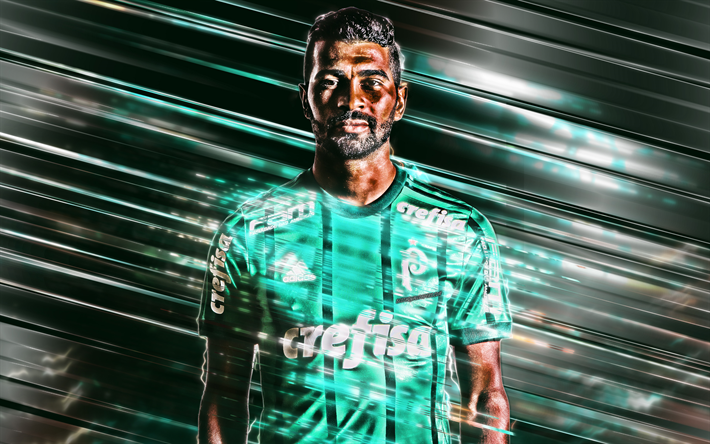 Thiago Santos, Palmeiras, Brazilian football player, midfielder, portrait, creative green art, Serie A, Brazil, football