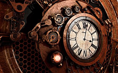 reloj antiguo, retro, conceptos de tiempo, con mecanismo de reloj, reloj de metal
