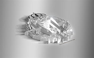 Real Valladolid, 3D steel logo, Spanish football club, 3D emblem, Valladolid, Spain, metal emblem, La Liga, football, creative 3d art