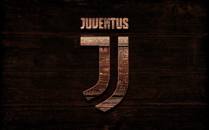 Juventus FC, art, new wooden logo, new emblem, Italian football club, creative art, football, Serie A, Italy, Juve, wood texture