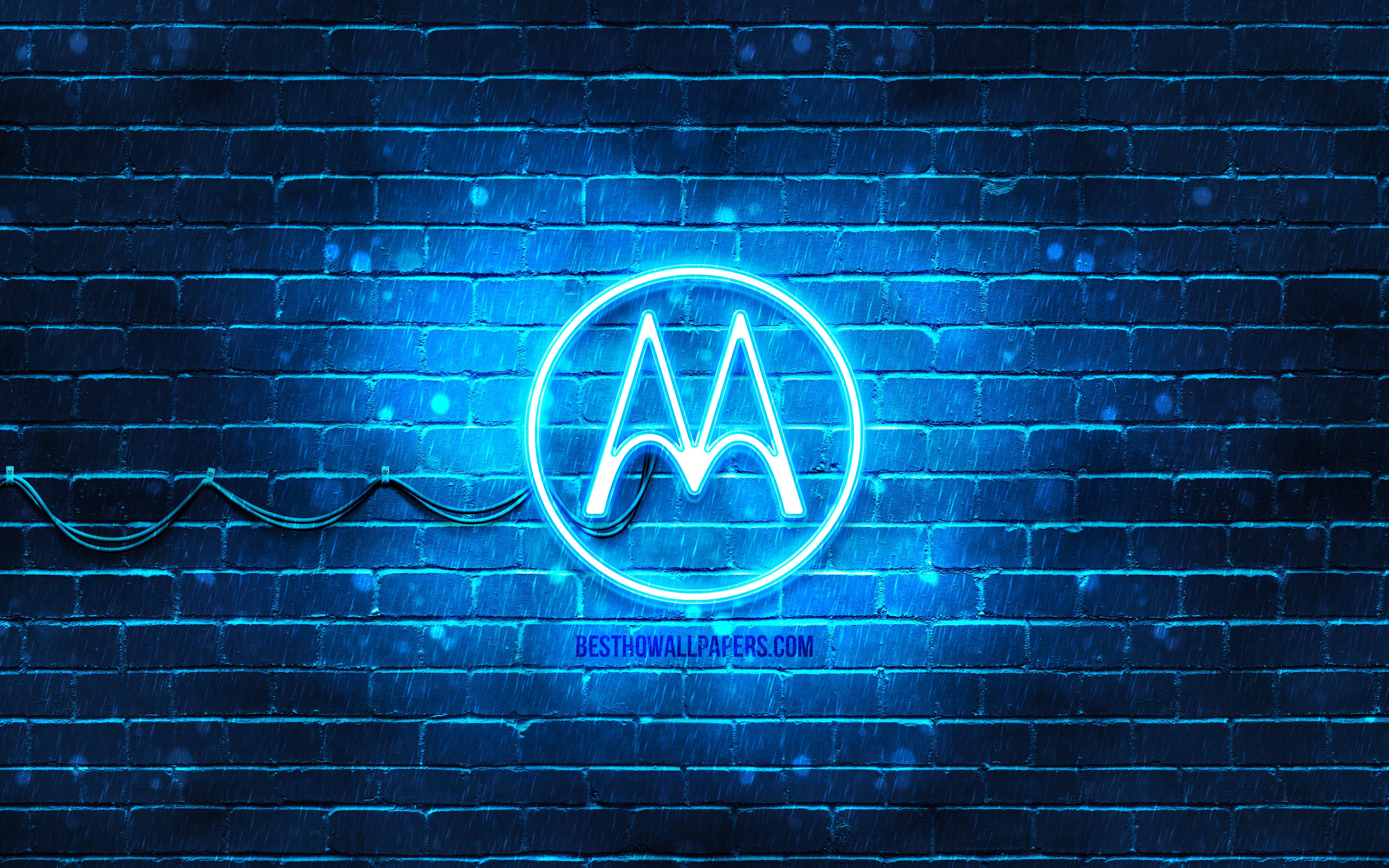 Descargar fondos de pantalla Motorola logo azul, 4k, azul, brickwall, Motorola  logotipo, marcas, Motorola neón logotipo de Motorola monitor con una  resolución 3840x2400. Imagenes de escritorio